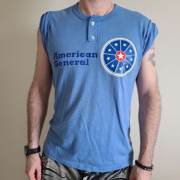 80s Russell Athletic Henley T-Shirt Jersey style  #29 Blue XL USA Tennessee - Picture 1 of 12